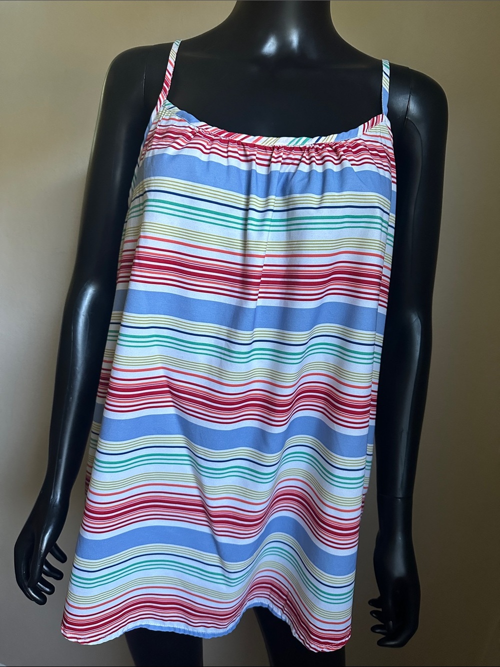 Faded Glory Multicolor Striped Flowy Spaghetti Strap Cami Tank Top